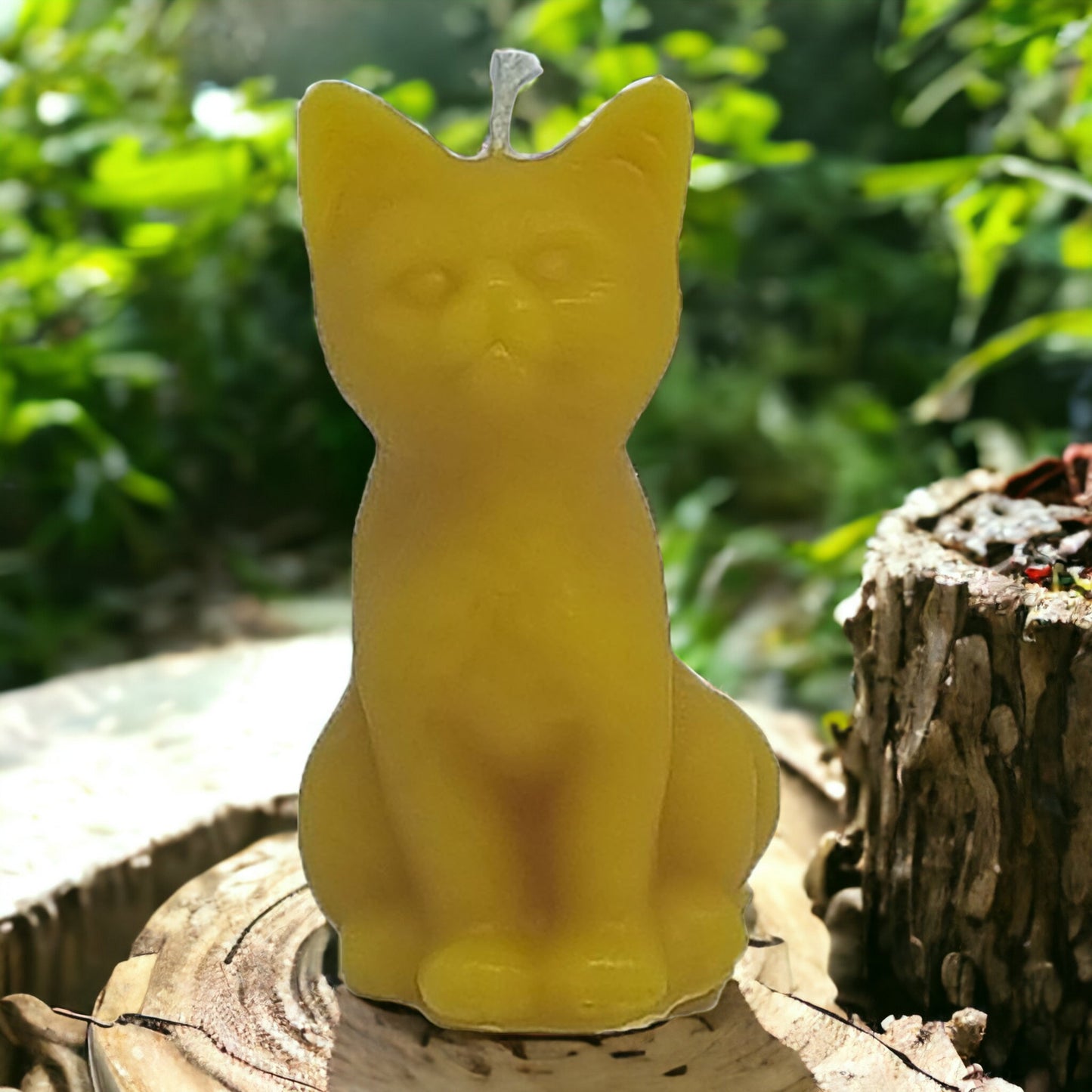 Katzen Motiv-Kerze Handgemacht aus echtem Bienenwachs