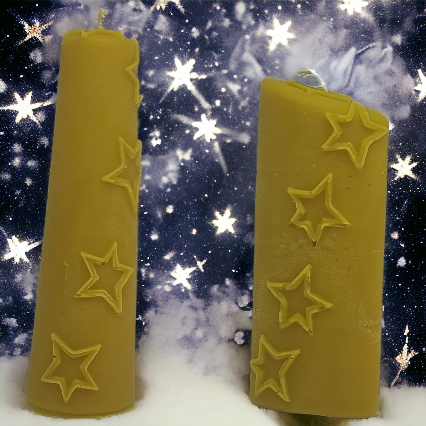 Kerzen mit Sternen aus Bienenwachs