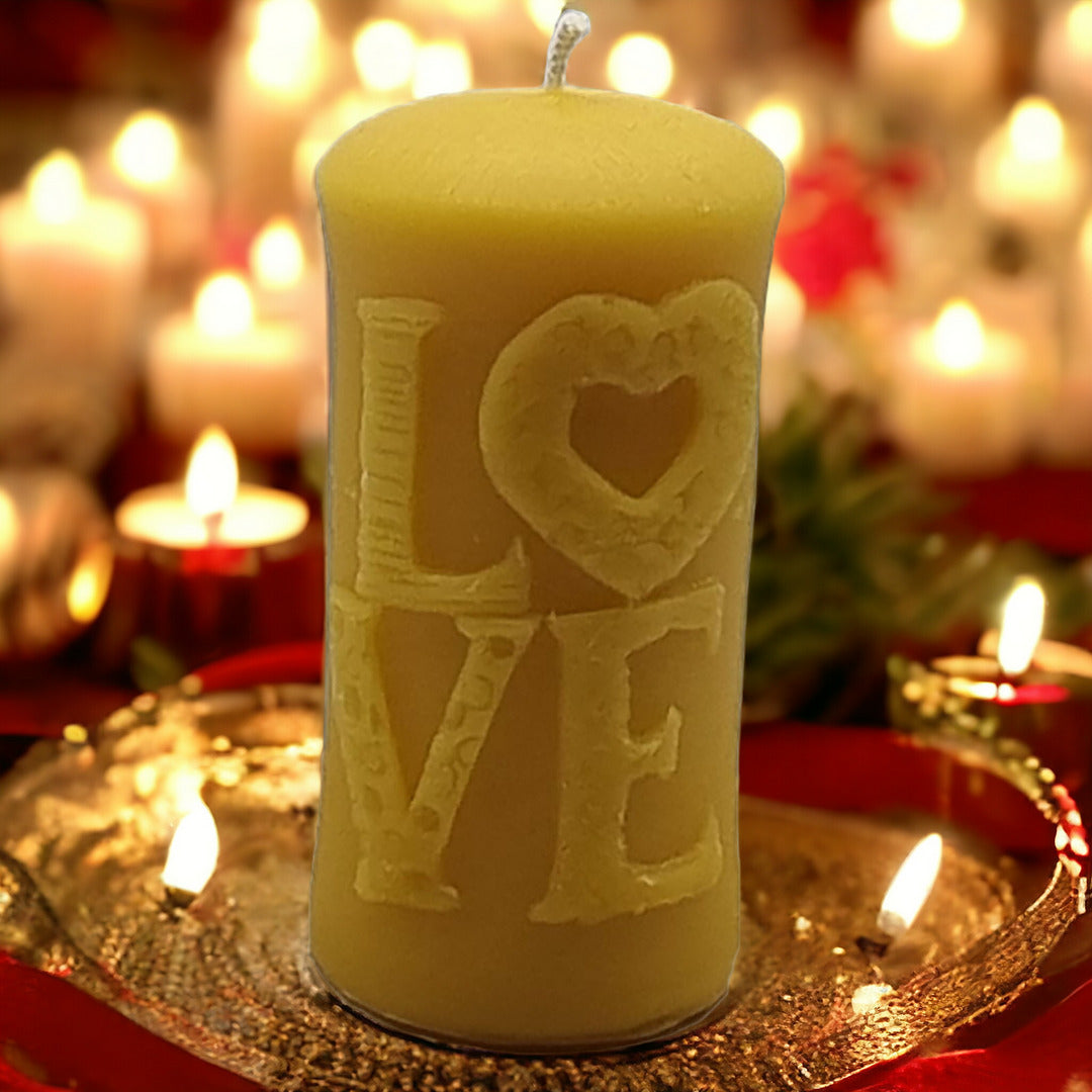 Kerze Love aus reinem Bienenwachs, Valentinstag, Hochzeit, Geschenk, Muttertag