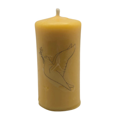 Bienenwachs-Andachtskerze mit Friedenstaube (9cm) | 100% Reines Bienenwachs