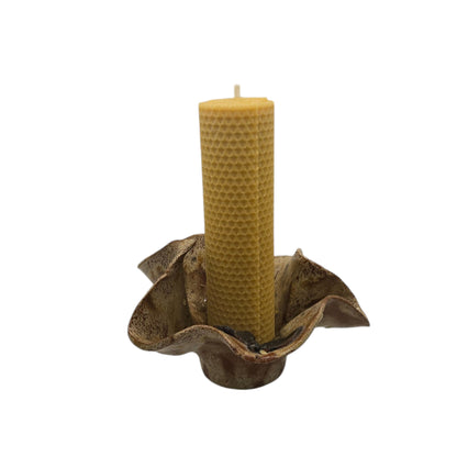 3er Set gerollte Bienenwachskerzen 18 cm – Klassische Stumpenkerzen