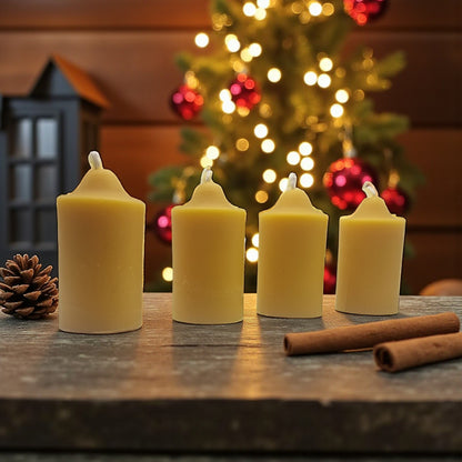 4x Bienenwachs Stumpenkerzen 8,5cm 100% Naturwachs Adventskranz