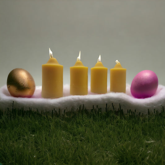 4er Set Stumpenkerzen Adventskranzkerzen - Handgemachte Kerzen aus reinem Bienenwachs